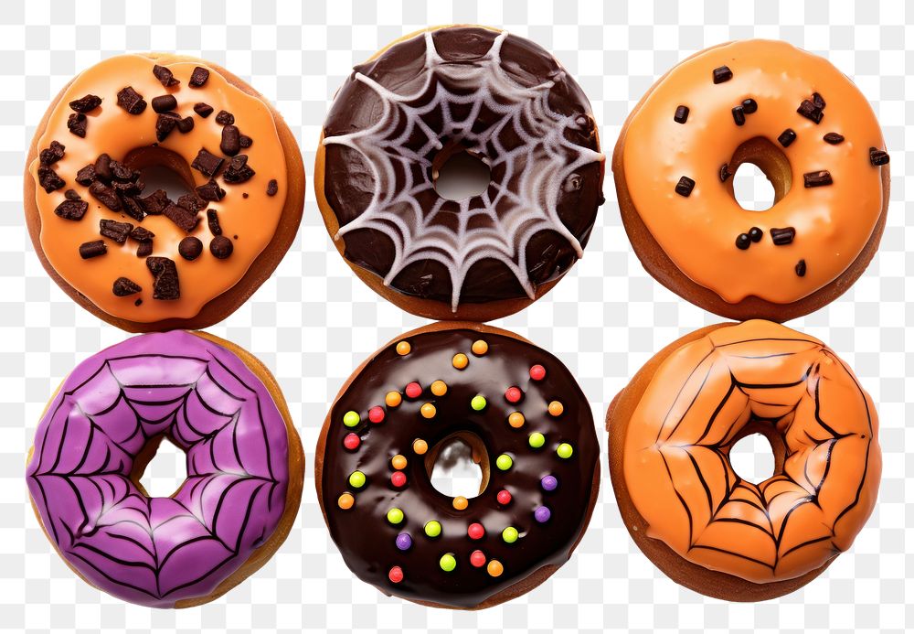 PNG Halloween donuts food white background confectionery. AI generated Image by rawpixel.