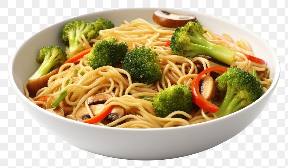 PNG Bowl broccoli noodle food. AI generated Image by rawpixel.