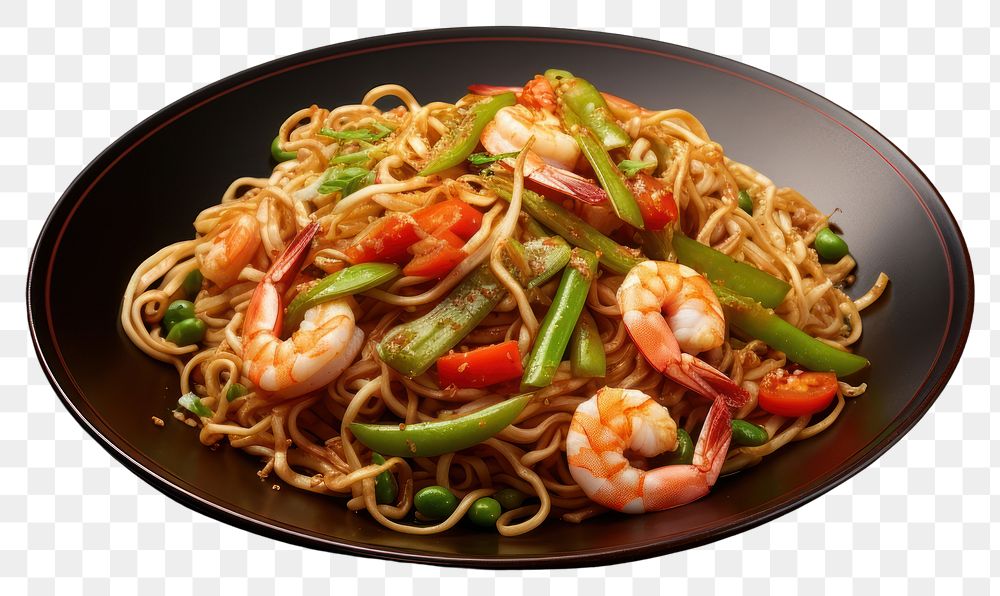 PNG Plate noodle shrimp food. AI generated Image by rawpixel.