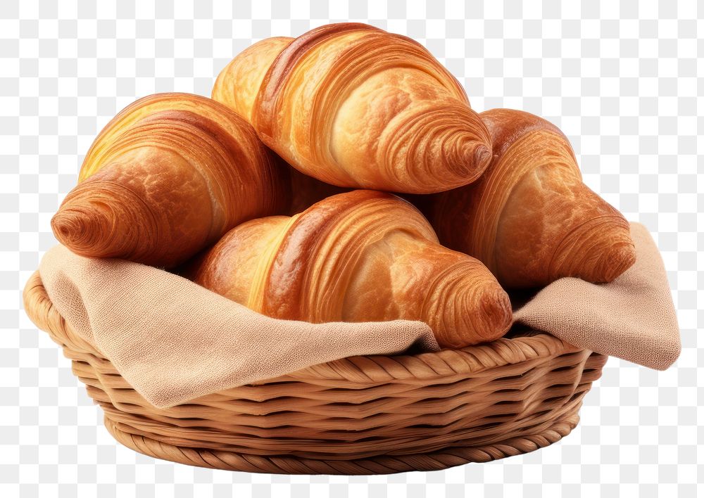 PNG Croissant basket bread food. AI generated Image by rawpixel.