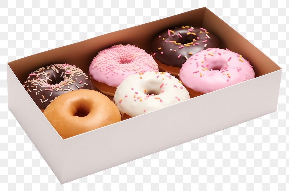PNG Donut box food white background. AI generated Image by rawpixel.