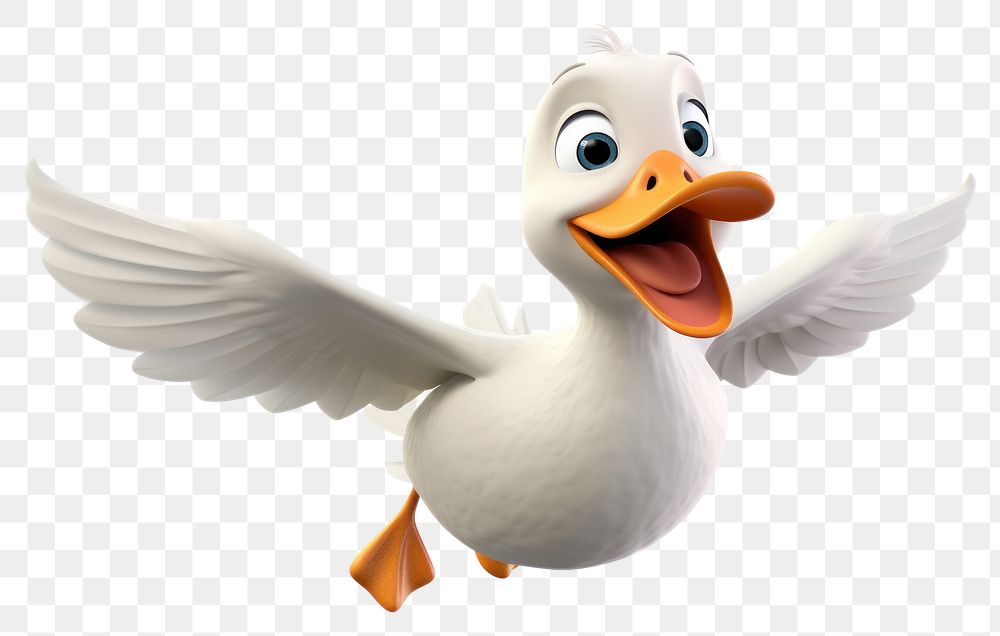 PNG Duck cartoon animal flying. AI generated Image by rawpixel.