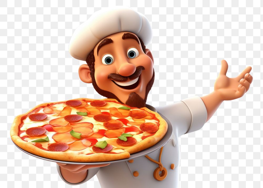 PNG Cartoon pizza portrait food
