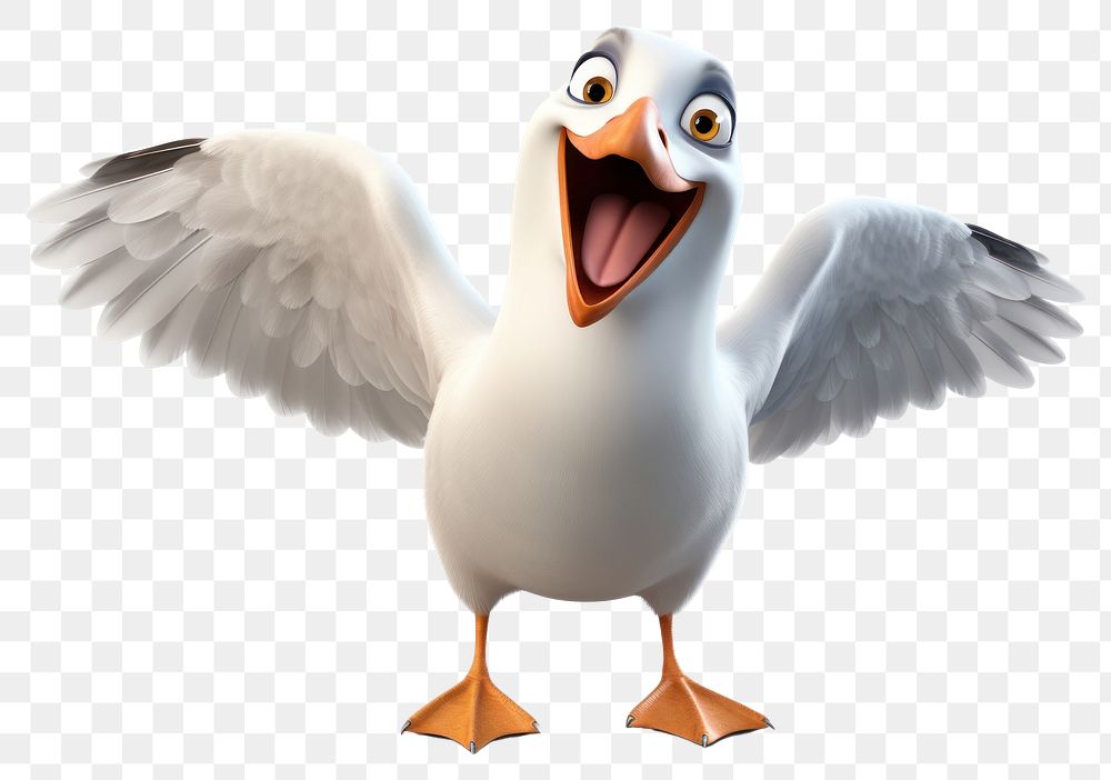 PNG Bird cartoon seagull animal. AI generated Image by rawpixel.