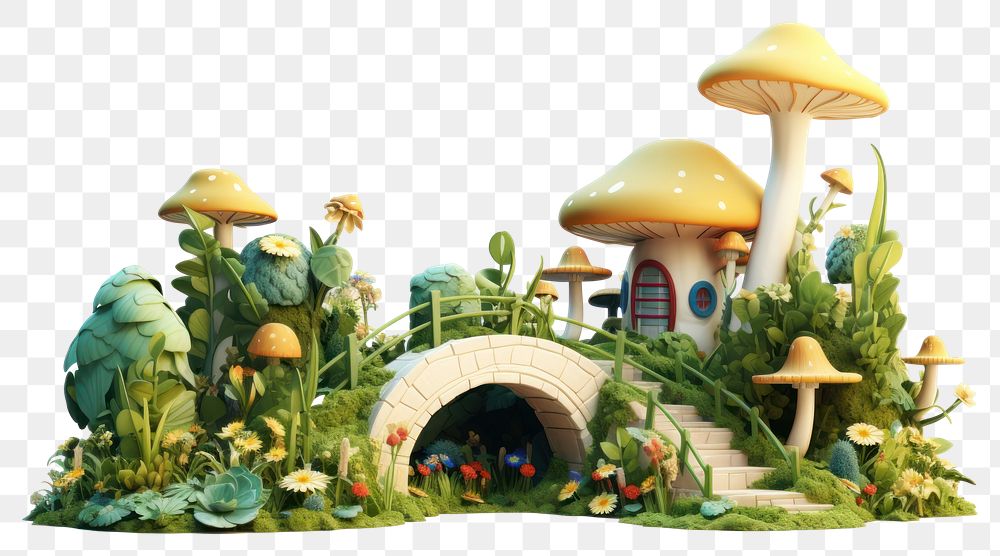 PNG Mushroom outdoors cartoon nature. AI generated Image by rawpixel.