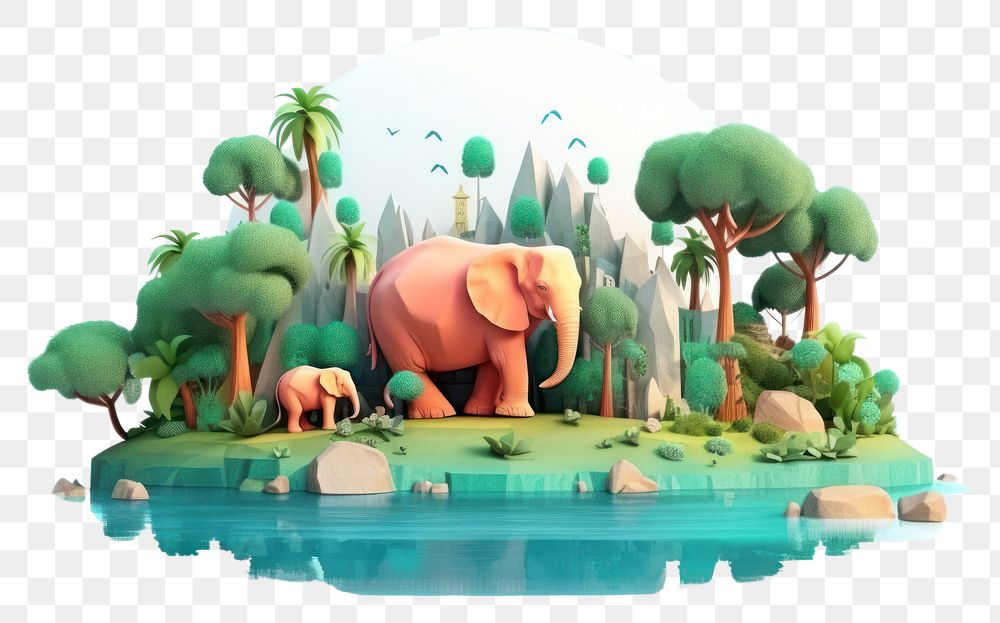 PNG Elephant outdoors cartoon nature. AI generated Image by rawpixel.