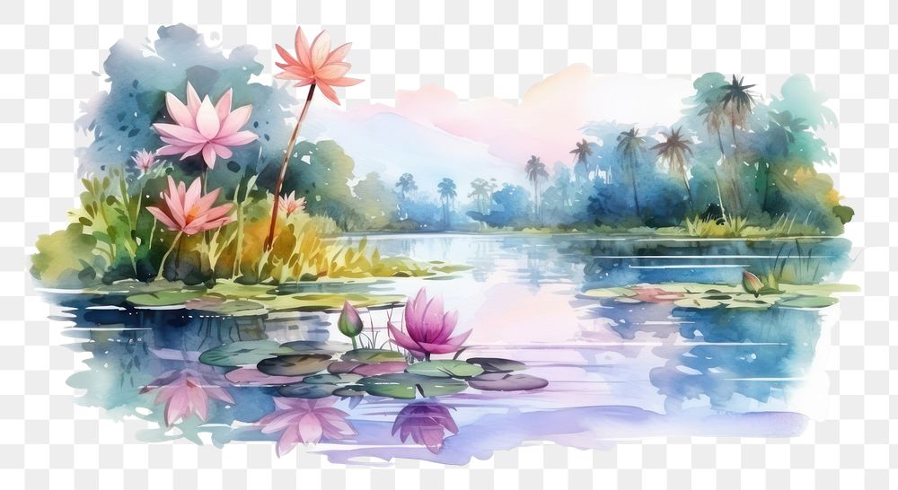 PNG Painting outdoors nature flower. AI generated Image by rawpixel.