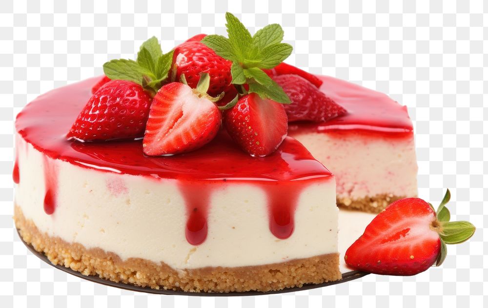 PNG Strawberry cheesecake dessert fruit. AI generated Image by rawpixel.