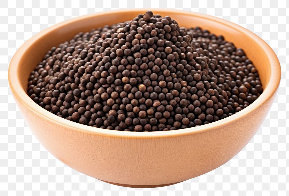 PNG Black mustard seeds food bowl white background. AI generated Image by rawpixel.