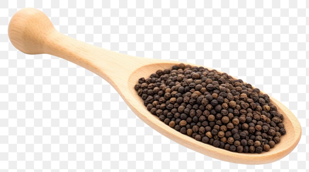 PNG Black mustard seeds spoon food white background. AI generated Image by rawpixel.