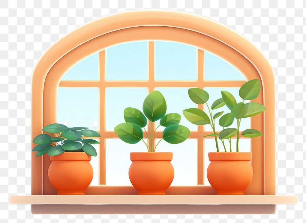 PNG Window plant windowsill cartoon. AI generated Image by rawpixel.
