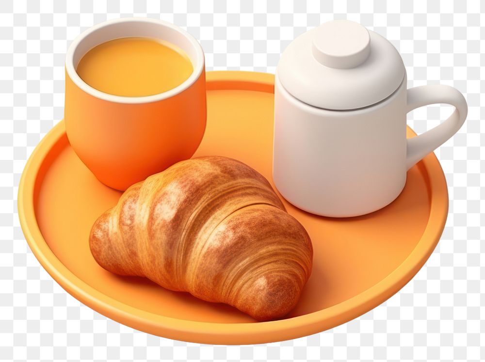 PNG Croissant breakfast bread plate. AI generated Image by rawpixel.