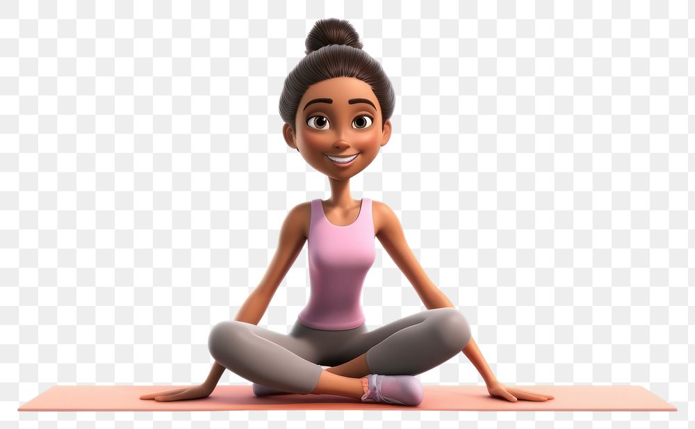 PNG Sitting cartoon yoga white background. AI generated Image by rawpixel.
