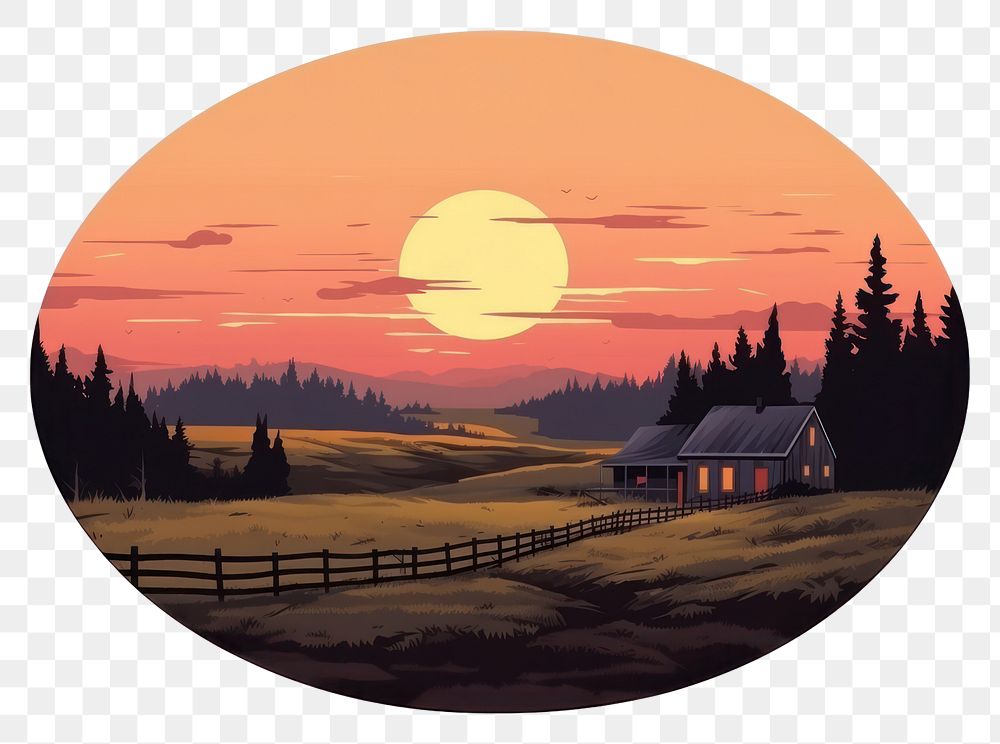 PNG Architecture countryside landscape sunset. AI generated Image by rawpixel.