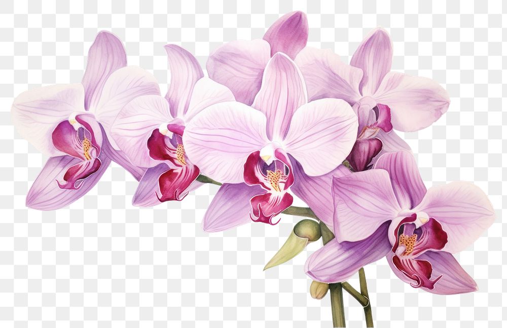 PNG Orchid flower plant white background. AI generated Image by rawpixel.