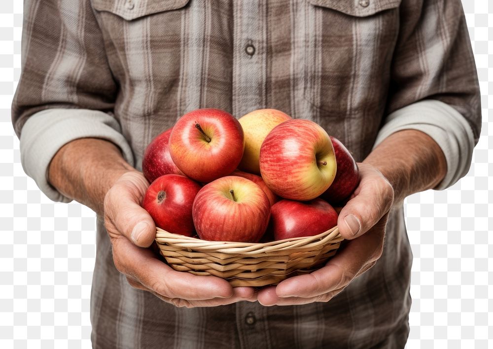 PNG Apple holding farmer basket. 