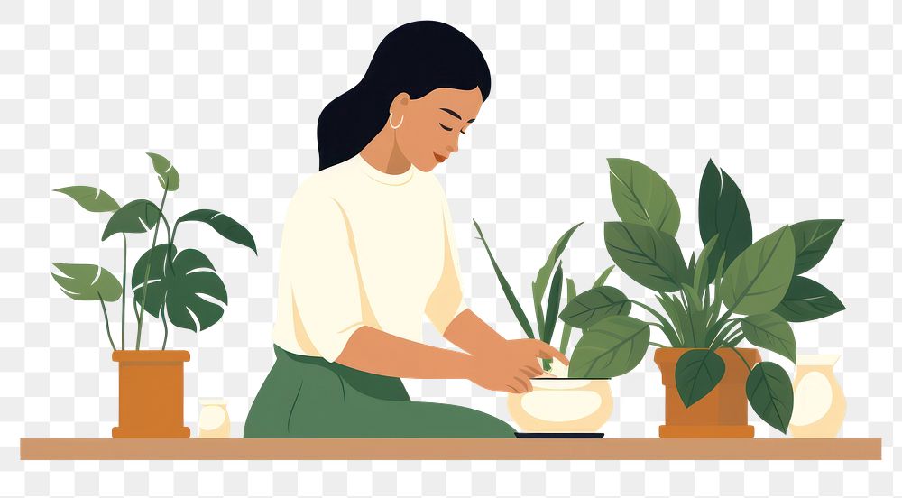 PNG Plant gardening female adult. AI generated Image by rawpixel.