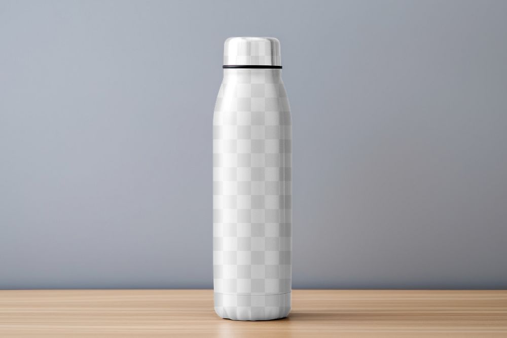 Metal bottle, png transparent mockup