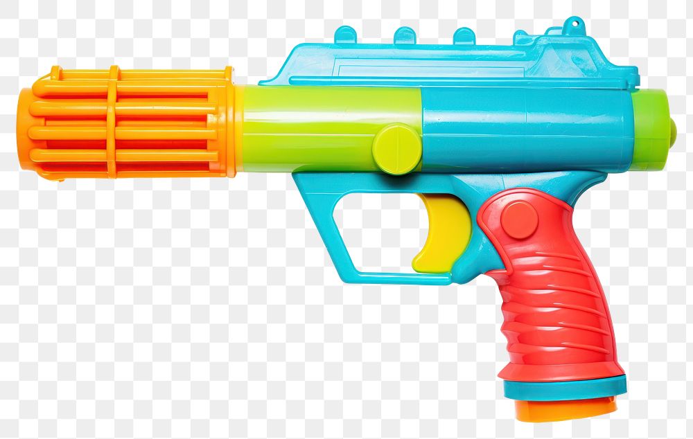 PNG Gun toy white background aggression. 