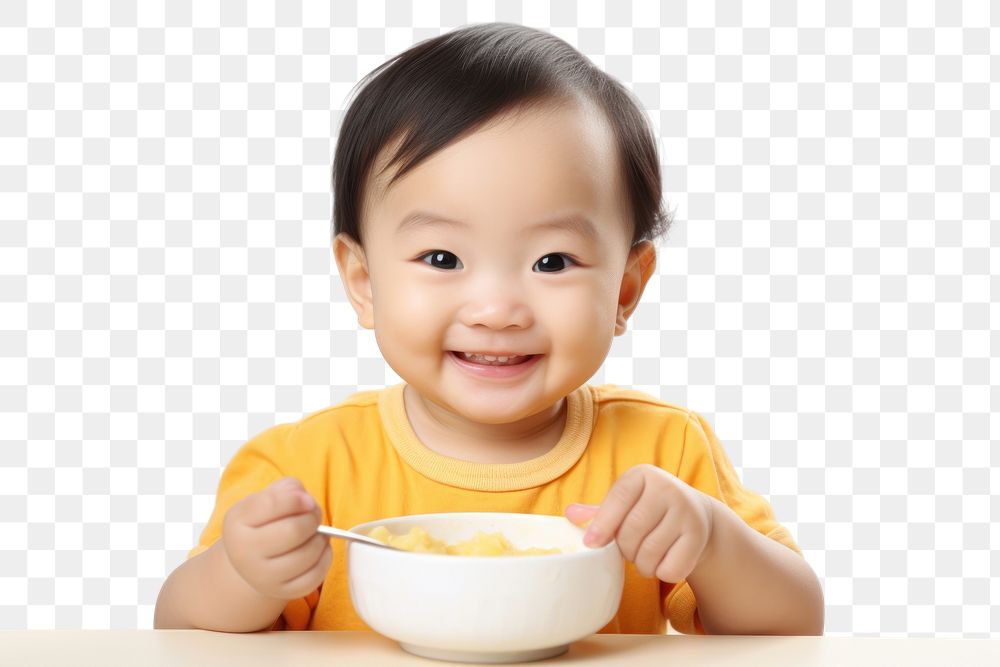 PNG Baby bowl food eating. AI generated Image by rawpixel.