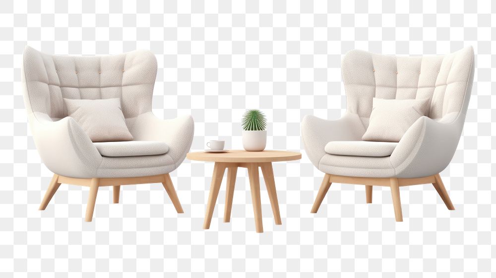 PNG  Furniture armchair table white background. AI generated Image by rawpixel.