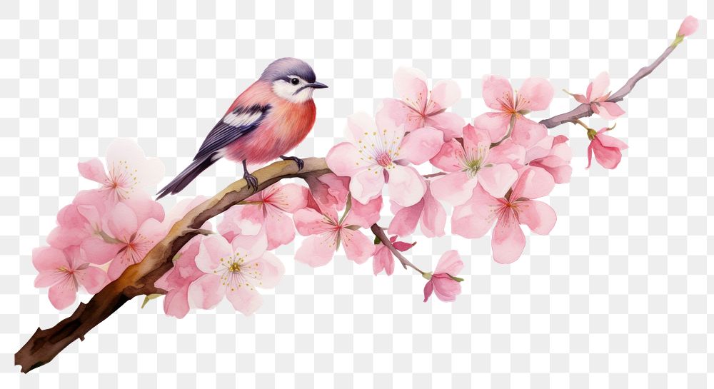 PNG Flower bird outdoors blossom. AI generated Image by rawpixel.