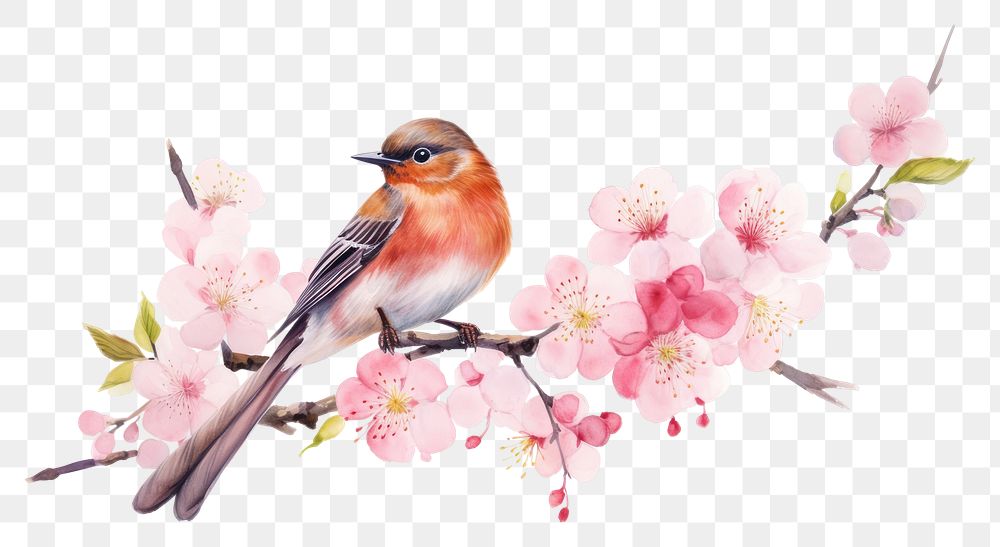 PNG Flower bird blossom branch. AI generated Image by rawpixel.