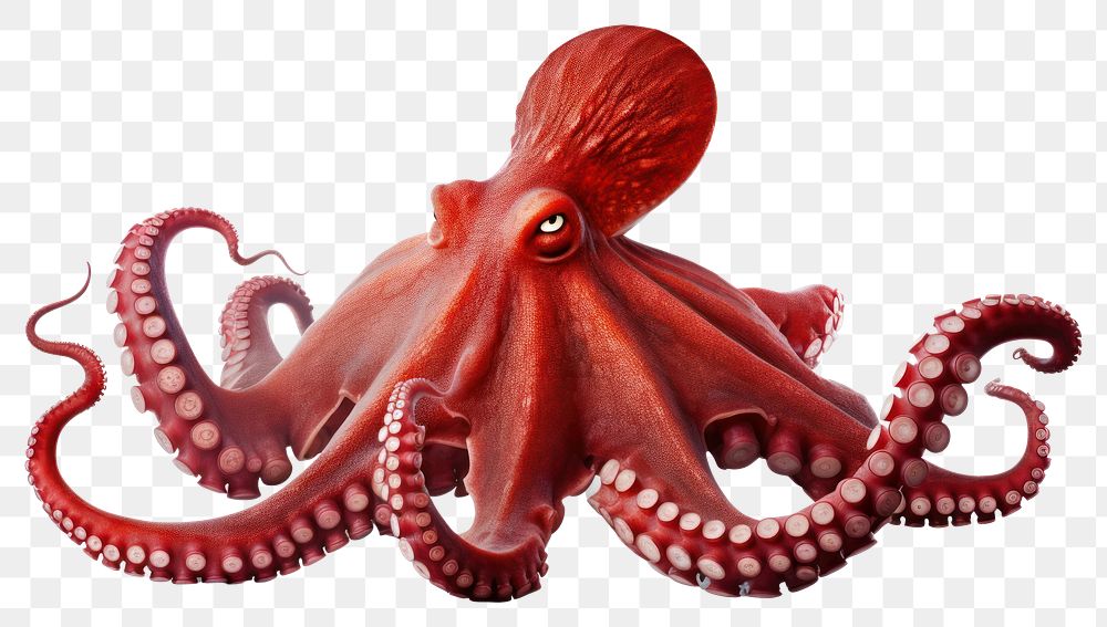 PNG Octopus animal red transparent background. 