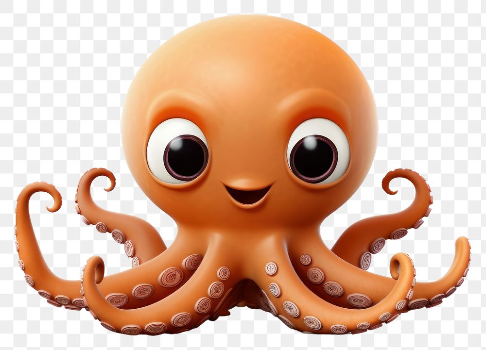 PNG Octopus animal cute white background. AI generated Image by rawpixel.