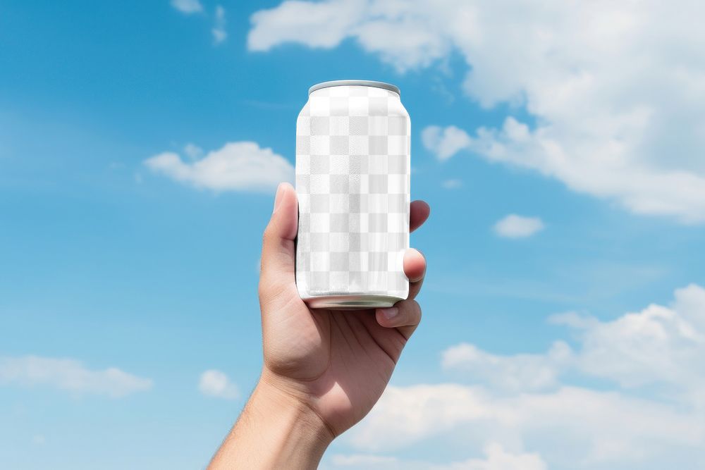 Soda can png transparent mockup, realistic product packaging