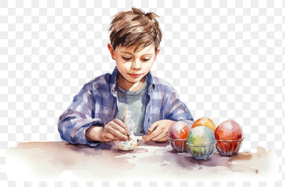 PNG Painting portrait child food. AI generated Image by rawpixel.