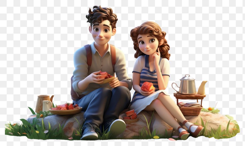 PNG Cartoon food togetherness relaxation. AI generated Image by rawpixel.