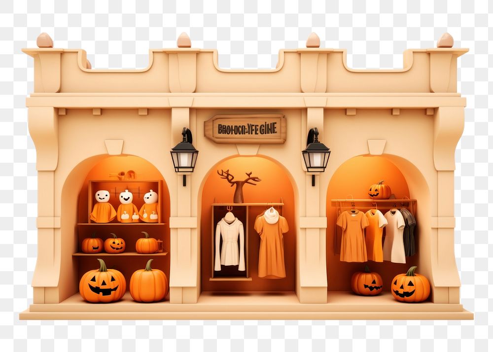 PNG Halloween shop anthropomorphic jack-o'-lantern. AI generated Image by rawpixel.