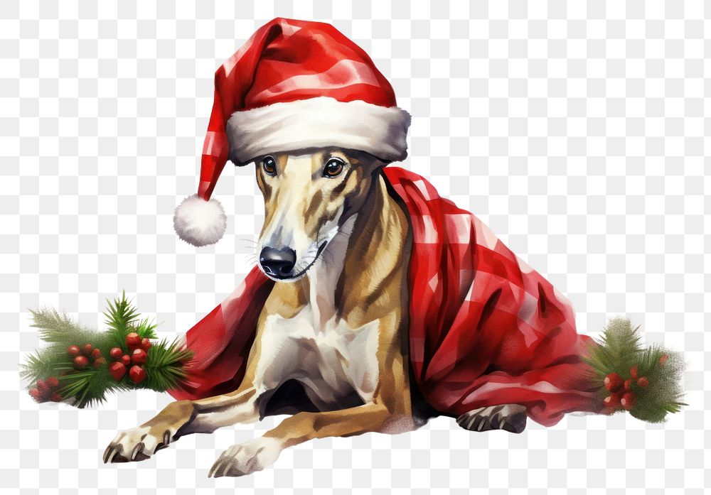 PNG Hound greyhound christmas animal. AI generated Image by rawpixel.