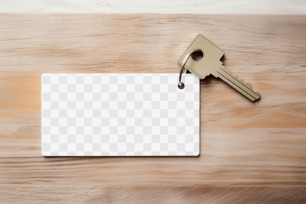 Hotel key tag png mockup, transparent design