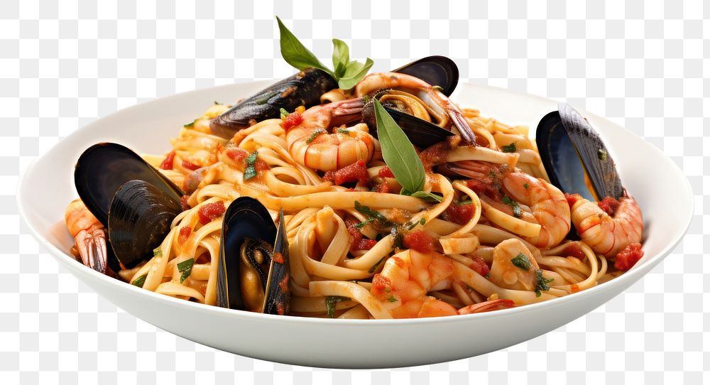 PNG Seafood spaghetti linguine pasta transparent background