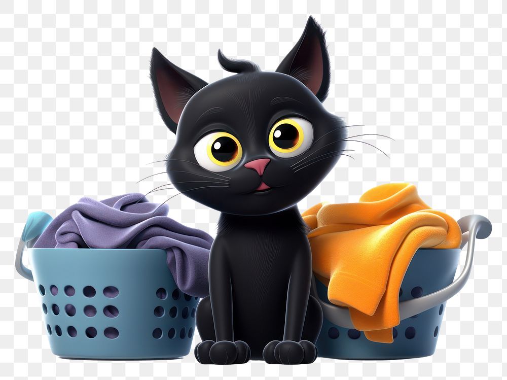 PNG Cartoon laundry mammal black. AI generated Image by rawpixel.