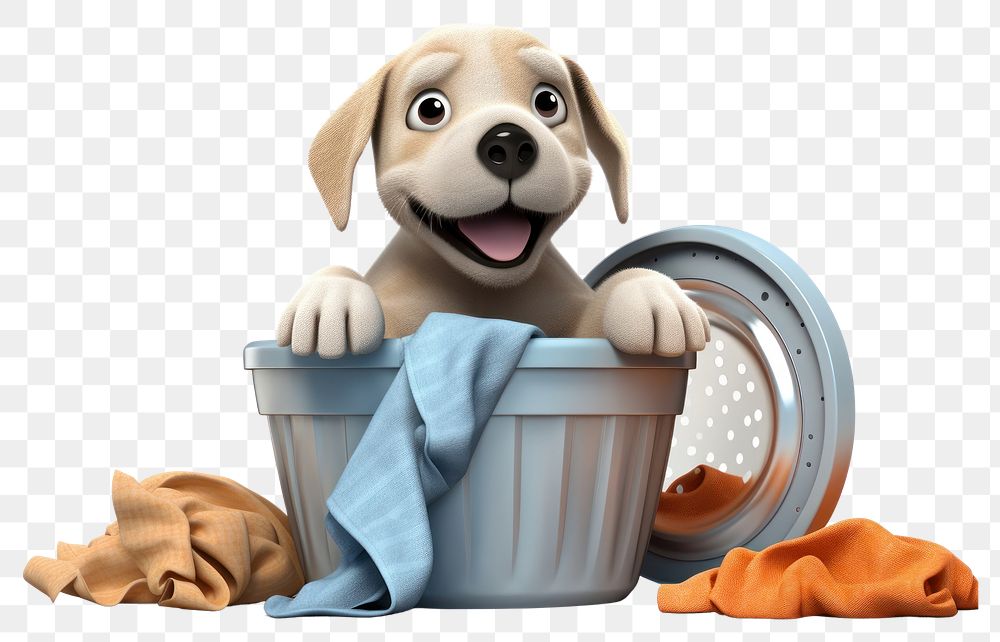 PNG Laundry dog cartoon mammal. AI generated Image by rawpixel.