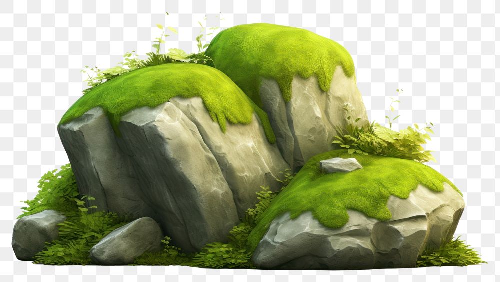 PNG Moss plant green rock. AI generated Image by rawpixel.