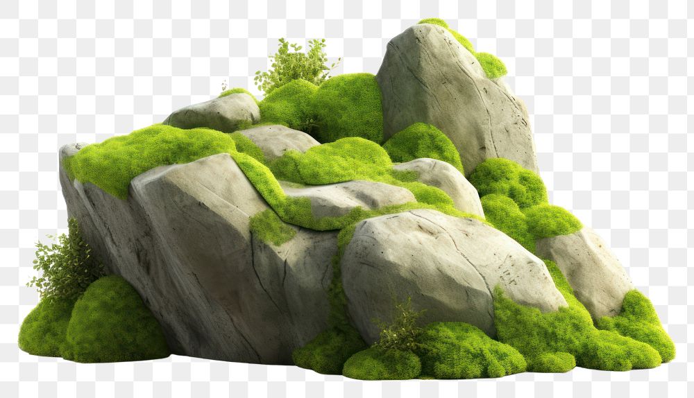 PNG Rock moss plant green. AI generated Image by rawpixel.