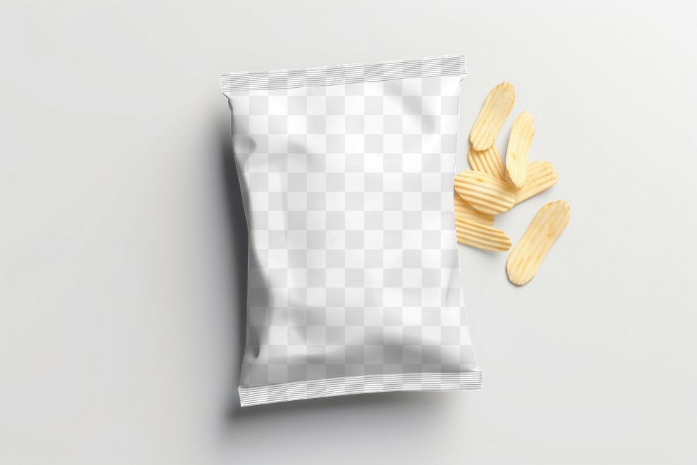 Potato chips bag png mockup, transparent design