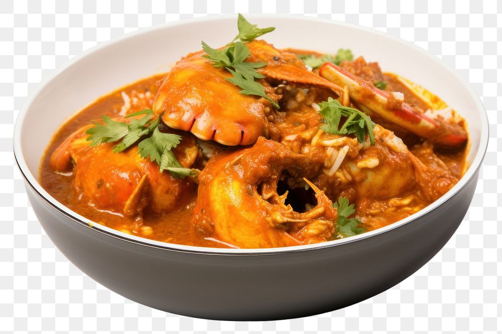 PNG Seafood curry plate stew transparent background