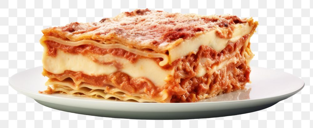 PNG Lasagna plate food white background. AI generated Image by rawpixel.