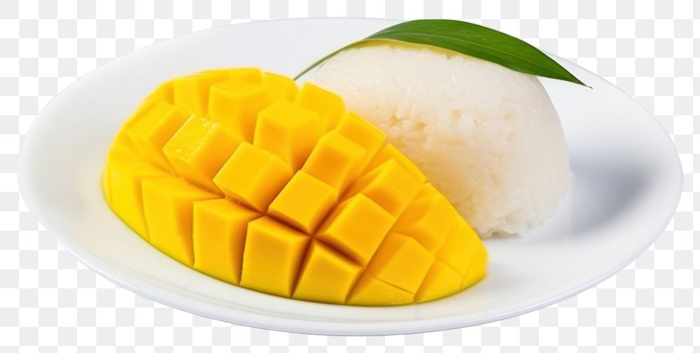 PNG Mango dessert fruit plate. AI generated Image by rawpixel.