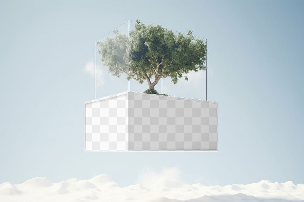 Floating box png transparent mockup