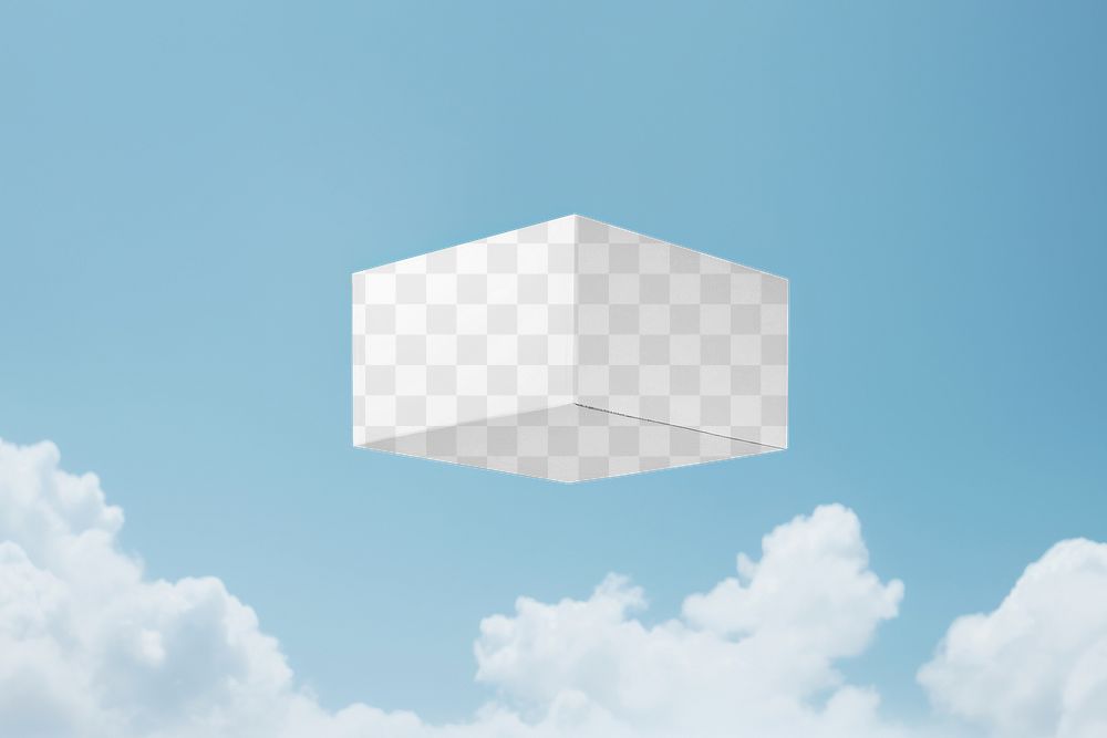 Floating box png transparent mockup