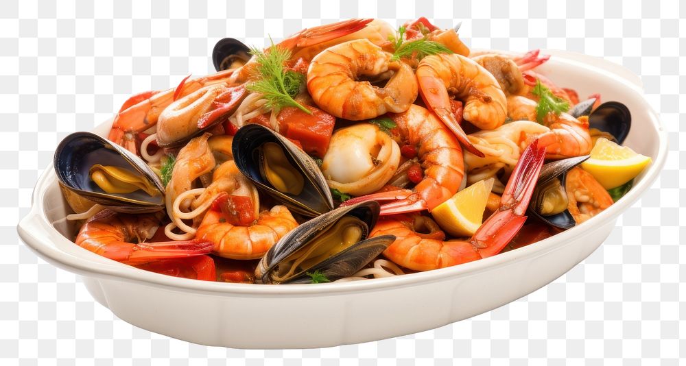 PNG Seafood dish meal transparent background. AI generated Image by rawpixel.