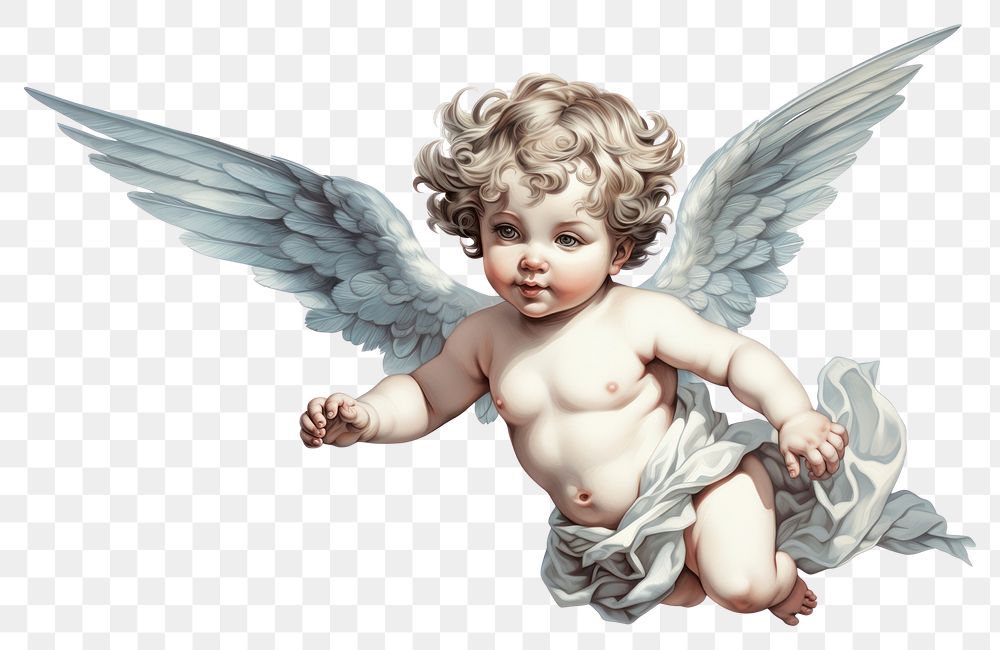PNG Angel baby white background representation