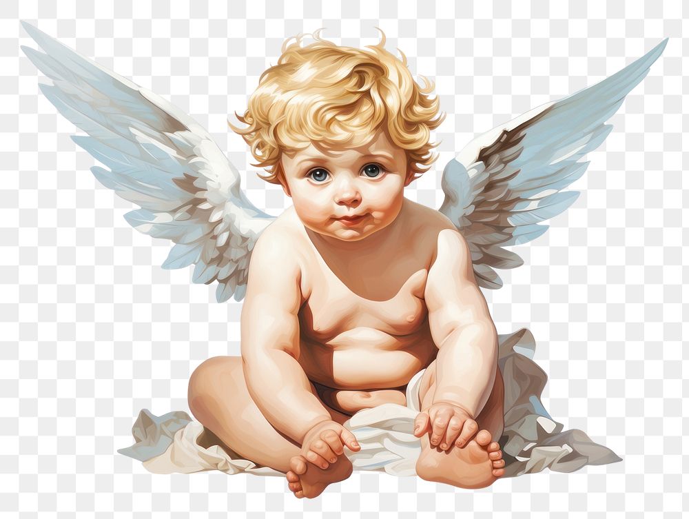 PNG  Portrait angel baby representation. AI generated Image by rawpixel.