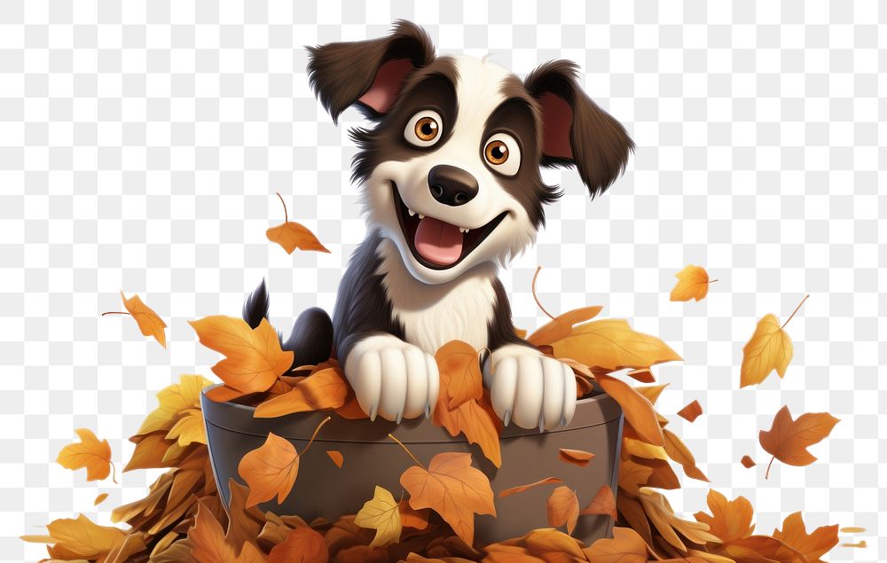 PNG Autumn dog 3D cartoon. 